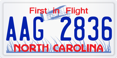 NC license plate AAG2836