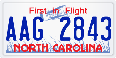 NC license plate AAG2843