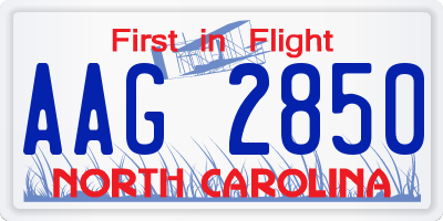 NC license plate AAG2850