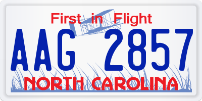 NC license plate AAG2857