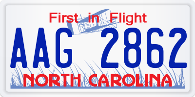 NC license plate AAG2862