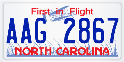 NC license plate AAG2867