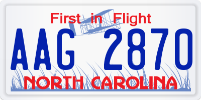 NC license plate AAG2870