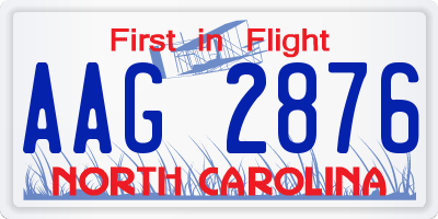 NC license plate AAG2876