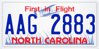 NC license plate AAG2883