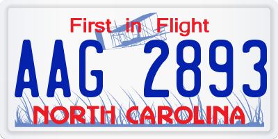 NC license plate AAG2893