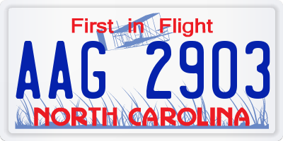 NC license plate AAG2903