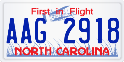 NC license plate AAG2918