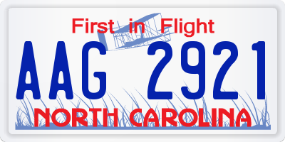 NC license plate AAG2921
