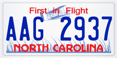 NC license plate AAG2937