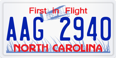 NC license plate AAG2940