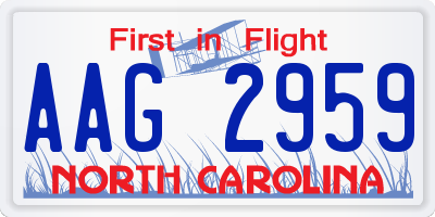 NC license plate AAG2959