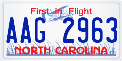 NC license plate AAG2963