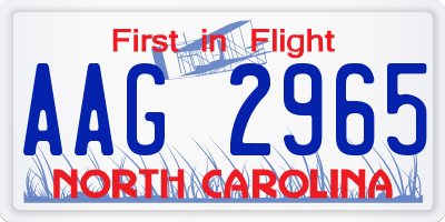 NC license plate AAG2965