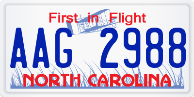 NC license plate AAG2988
