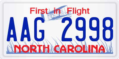 NC license plate AAG2998