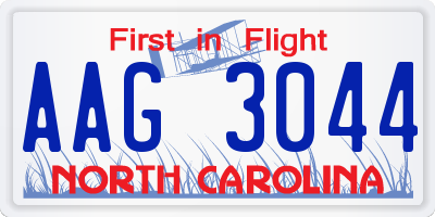 NC license plate AAG3044