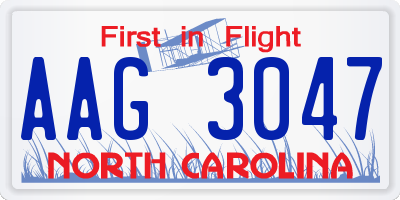 NC license plate AAG3047