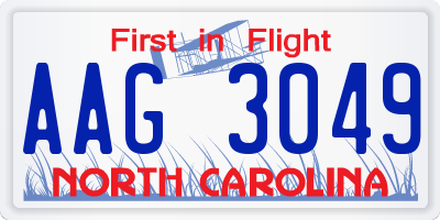 NC license plate AAG3049