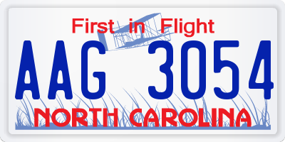 NC license plate AAG3054