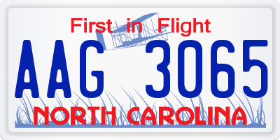 NC license plate AAG3065