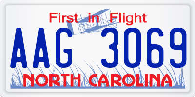 NC license plate AAG3069