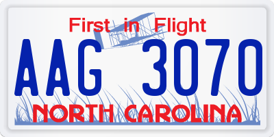 NC license plate AAG3070