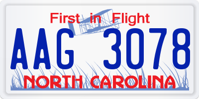 NC license plate AAG3078