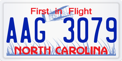 NC license plate AAG3079
