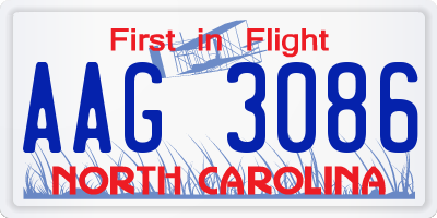 NC license plate AAG3086