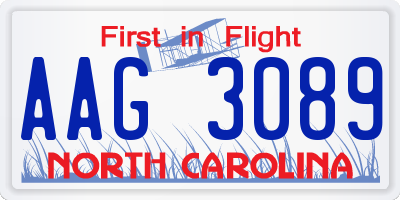 NC license plate AAG3089