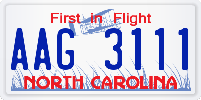 NC license plate AAG3111