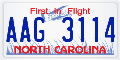NC license plate AAG3114