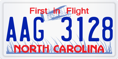 NC license plate AAG3128