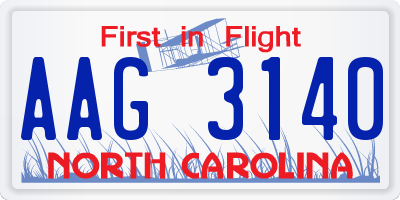 NC license plate AAG3140