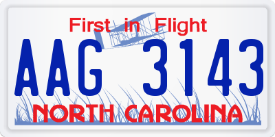 NC license plate AAG3143