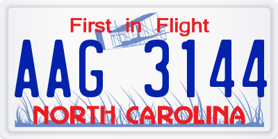 NC license plate AAG3144