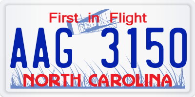 NC license plate AAG3150