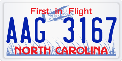 NC license plate AAG3167