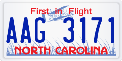 NC license plate AAG3171