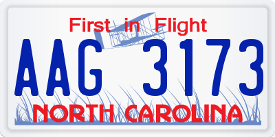 NC license plate AAG3173