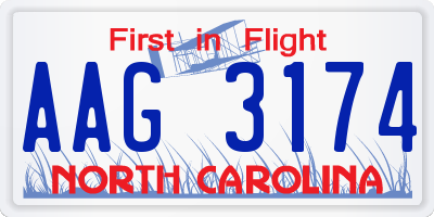 NC license plate AAG3174