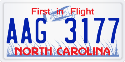 NC license plate AAG3177
