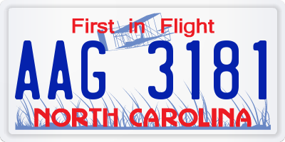 NC license plate AAG3181