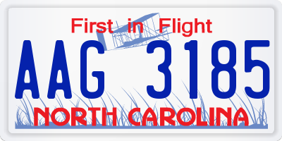 NC license plate AAG3185