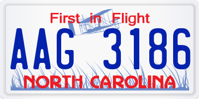 NC license plate AAG3186