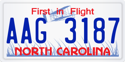 NC license plate AAG3187