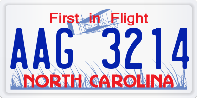 NC license plate AAG3214