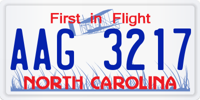 NC license plate AAG3217
