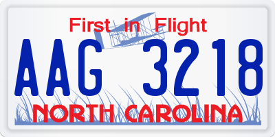 NC license plate AAG3218